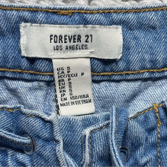 Forever 21 Skirt Womens Small Mini Lace Up Raw Hem Frayed Pockets Casual Denim - Picture 2 of 5